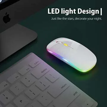 【Upgrade】 LED Wireless Mouse, Slim Silent Mouse 2.4G Portable Mobile Optical Office Mouse with USB & Type-c Receiver, 3 Adjustable DPI Levels for Notebook, PC, Laptop, Computer, MacBook (White)