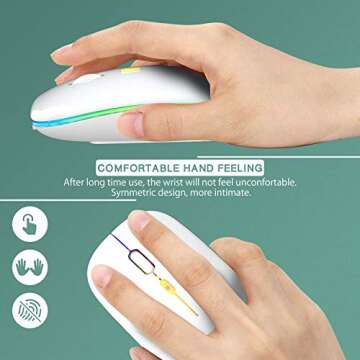 【Upgrade】 LED Wireless Mouse, Slim Silent Mouse 2.4G Portable Mobile Optical Office Mouse with USB & Type-c Receiver, 3 Adjustable DPI Levels for Notebook, PC, Laptop, Computer, MacBook (White)
