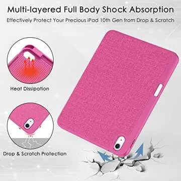 Soke iPad 10th Generation Case 2022 with Pencil Holder (10.9-inch)- Premium Shockproof Case [Auto Sleep/Wake] with Soft TPU Back Cover & Slim Trifold Stand for iPad 10.9 Inch,HotPink