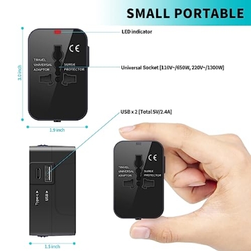 Universal Travel Adapter for Worldwide Charging and USB Ports