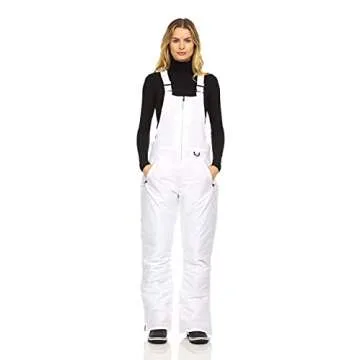 Arctic Quest Womens Ski Snow Bibs Pants Insulated Water Resistant Overalls Snowboarding Winter Waterproof Pants Women, White, Medium