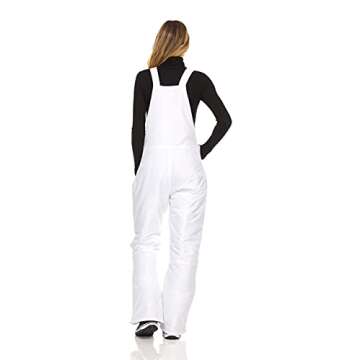 Arctic Quest Womens Ski Snow Bibs Pants Insulated Water Resistant Overalls Snowboarding Winter Waterproof Pants Women, White, Medium