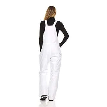 Arctic Quest Womens Ski Snow Bibs Pants Insulated Water Resistant Overalls Snowboarding Winter Waterproof Pants Women, White, Medium
