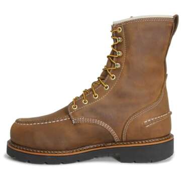 Thorogood 1957 Series 8" Waterproof Steel Toe Work Boots for Men - Full-Grain Leather with Moc Toe, ...