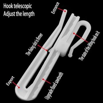 AXLIZER 20PCS Plastic Ratchet System Adjustable Pinch Pleated Curtain Drapery Pin Hook Curtain Plastic Adjusting Hook for Pleater Tape Under 7cm, White