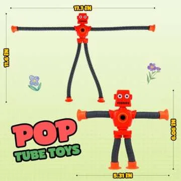 Ochine 4 Pack Telescopic Suction Cup Robot Toy, Shape Changing Fidget Toys for Toddlers, Pop Tubes Sensory Toys ADHD Autistic Airplane Travel Toys