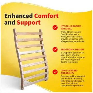 Blue Wave Sports Heatwave Set of 2 Universal Sauna Backrest – Made of Solid Hemlock Wood with S-Shaped Ergonomic Design for Extra Comfort & Back Support – Infrared Sauna Accessories