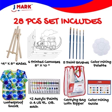 J MARK Kids Acrylic Paint Set with Easel and Storage Bag