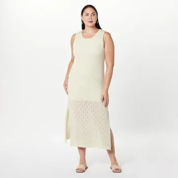 The Drop Women's Ritu Crochet Maxi Dress Whisper White