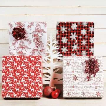 Current Toile Santa Jumbo Rolled Christmas Gift Wrap, Premium Semi-Gloss 23-Inch x 32-Foot Wrapping Paper Roll, 61 Square Feet Total