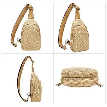 INICAT Summer Straw Bag Small Sling Beach Bag Crossbody Bags for Women