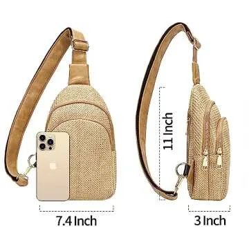 INICAT Summer Straw Bag Small Sling Beach Bag Crossbody Bags for Women
