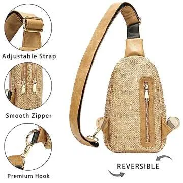 INICAT Summer Straw Bag Small Sling Beach Bag Crossbody Bags for Women