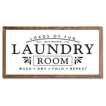 MACVAD Loads of Fun Laundry Room Wooden Sign for Home Decor