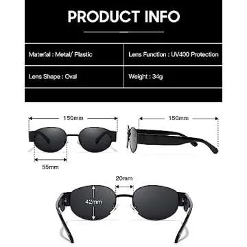 SODQW Retro Oval Sunglasses for Women, 90s Vintage Designer Ladies Shades Trendy Fashion Sun Glasses