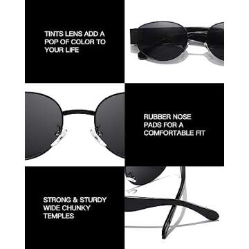 SODQW Retro Oval Sunglasses for Women, 90s Vintage Designer Ladies Shades Trendy Fashion Sun Glasses