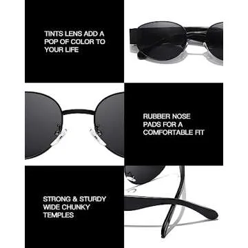 SODQW Retro Oval Sunglasses for Women, 90s Vintage Designer Ladies Shades Trendy Fashion Sun Glasses