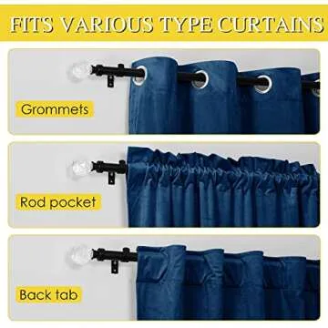 NICETOWN Drapery Curtain Rod Set with Classic Decorative Faceted Ball Finials for Windows 66 to 144, 1 inch Diameter Curtain Rod Set Adjustable Length 72 to 144"(6-12 Feet) Length, Matte Black