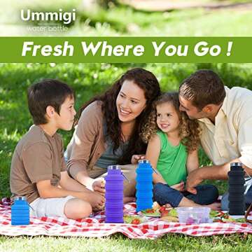 Ummigi Collapsible Water Bottles，2 pack BPA Free Travel Silicone Water Bottle with Carabiner，17o...