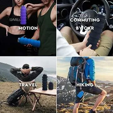 Ummigi Collapsible Water Bottles，2 pack BPA Free Travel Silicone Water Bottle with Carabiner，17oz Reusable Foldable Lightweight Portable Sports Water Bottle for Travel Gym Camping Hiking