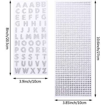 3 Sheets Glitter Alphabet Stickers and 1 Sheet Rhinestones Stickers Adhesive Rhinestone Letter Stickers for Decoration,Scrapbooking and DIY Crafts (Silver)
