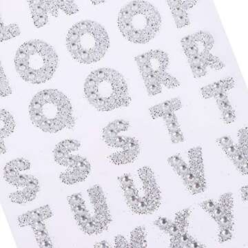 3 Sheets Glitter Alphabet Stickers and 1 Sheet Rhinestones Stickers Adhesive Rhinestone Letter Stickers for Decoration,Scrapbooking and DIY Crafts (Silver)