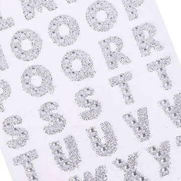 3 Sheets Glitter Alphabet Stickers and 1 Sheet Rhinestones Stickers Adhesive Rhinestone Letter Stickers for Decoration,Scrapbooking and DIY Crafts (Silver)