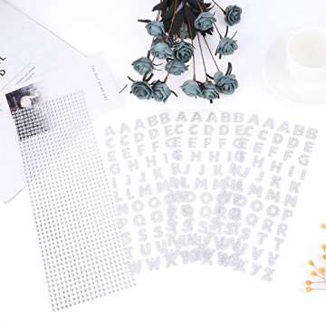 3 Sheets Glitter Alphabet Stickers and 1 Sheet Rhinestones Stickers Adhesive Rhinestone Letter Stickers for Decoration,Scrapbooking and DIY Crafts (Silver)