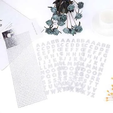 3 Sheets Glitter Alphabet Stickers and 1 Sheet Rhinestones Stickers Adhesive Rhinestone Letter Stickers for Decoration,Scrapbooking and DIY Crafts (Silver)