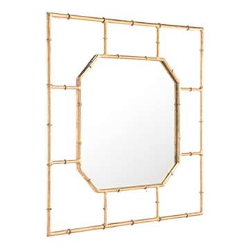 Zuo Bamboo Square Mirror in Gold for Modern Decor