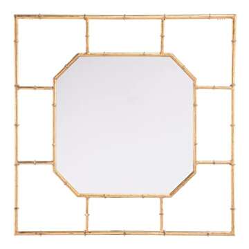 Zuo Bamboo Square Mirror in Gold for Modern Decor