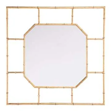 Zuo Bamboo Square Mirror in Gold for Modern Decor