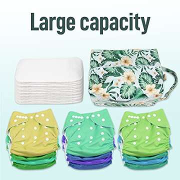 Pedobi 2 Packs Reusable Cloth Diaper Wet Dry Bags - Large Hanging Wet Bags with Buttons for Stroller - Waterproof Pod Cloth Diaper Bag - Washable Wet Bag for Diapers, Travel, Pool (Flower)