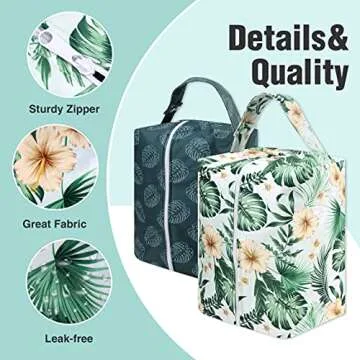 Pedobi 2 Packs Reusable Cloth Diaper Wet Dry Bags - Large Hanging Wet Bags with Buttons for Stroller - Waterproof Pod Cloth Diaper Bag - Washable Wet Bag for Diapers, Travel, Pool (Flower)