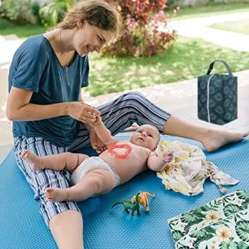 Pedobi 2 Packs Reusable Cloth Diaper Wet Dry Bags - Large Hanging Wet Bags with Buttons for Stroller - Waterproof Pod Cloth Diaper Bag - Washable Wet Bag for Diapers, Travel, Pool (Flower)