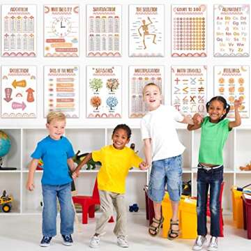 20 Pack Rainbow Alphabet Poster Educational Posters for Toddlers Classroom Decor ABC Poster Math Posters for Kid Learning Elementary Middle School Playroom Home Calm Corner 16 x 11 Inch (Tree)