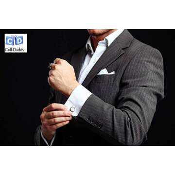 Attorney Lawyer Scales of Justice Silver Black Cufflinks with Presentation Box - Christmas Cufflinks