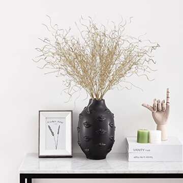 Firlar 5 PCS Gold Sparkle Curly Ting Branch, 21in Glitter Ting Vase Filler Wedding Bouquet Artificial Floral Flower Stub Stem for DIY Bride Bouquet, Wedding Party Table Centerpiece Decor