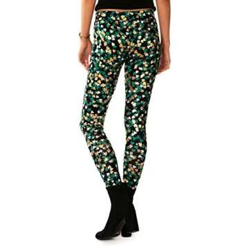 Tipsy Elves Women's St. Patrick's Day Clusterluck Mid Waisted Leggings Size Large