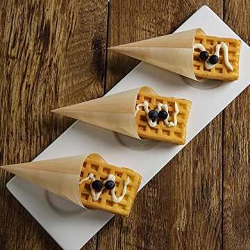 Gere Disposable Wood Charcuterie Cones Plates, Large 7.1 inches Tall x 2.75 inches Dia - 100 Pieces,...