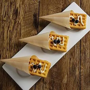 Gere Disposable Wood Charcuterie Cones Plates, Large 7.1 inches Tall x 2.75 inches Dia - 100 Pieces,...