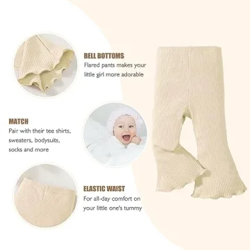 Trendy SOBOWO Toddler Girl Bell Bottoms 3 Pack