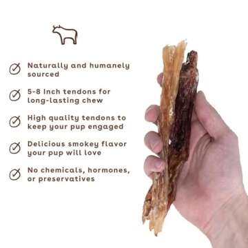 Pupford Standard Beef Tendon Chews for Dogs & Puppies, All-Natural Dog Chew with Glucosamine for HIPS and Joints, Long-Lasting Toy, Great for Teething (4 Count)
