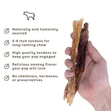 Pupford Standard Beef Tendon Chews for Dogs & Puppies, All-Natural Dog Chew with Glucosamine for HIPS and Joints, Long-Lasting Toy, Great for Teething (4 Count)