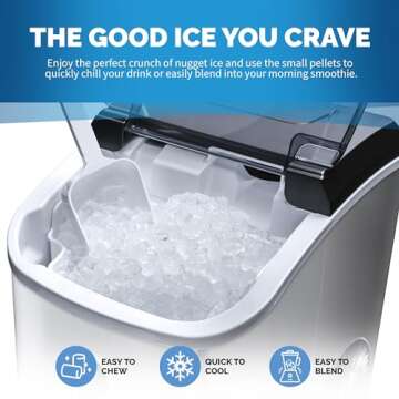Newair Nugget Countertop Ice Maker Machine | 26 lbs. | Sonic Ice Maker in Stainless Steel, Self-Clea...