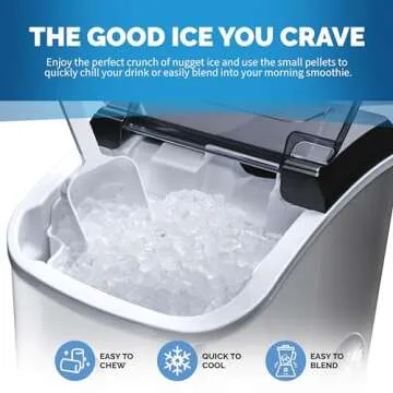 Newair Nugget Countertop Ice Maker Machine | 26 lbs. | Sonic Ice Maker in Stainless Steel, Self-Clea...