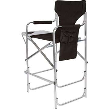 Aluminum Director's Chair with Side Table - Black, Versatile & Portable