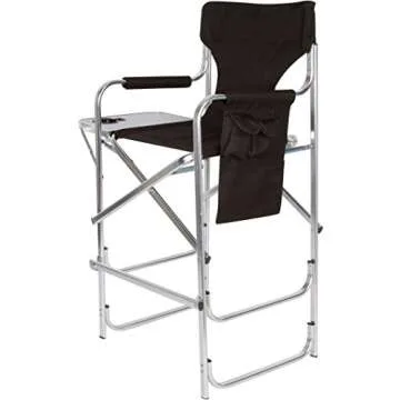 Aluminum Director's Chair with Side Table - Black, Versatile & Portable