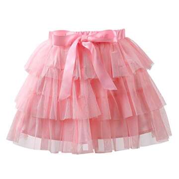 Littleforbig Women's Mesh Tulle Puffy Petticoat Tutu Ballet Bubble Short Ballerina Skirt Pink S