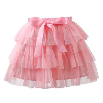 Littleforbig Women's Mesh Tulle Puffy Petticoat Tutu Ballet Bubble Short Ballerina Skirt Pink S